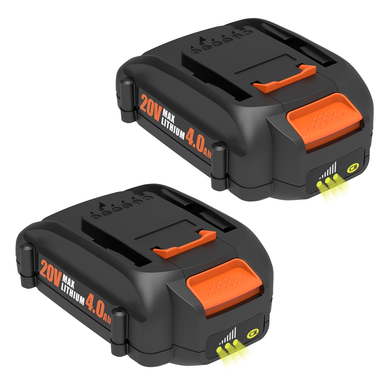 4.0Ah 2Pack 20V Battery Replacement for Worx Battery 20V WA3525 WA3520 WG151s WG251s WG255s WG540s WA3578 WG155s WG545s WG890 WG891