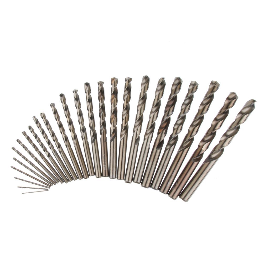 Juego de brocas en espiral (25 unidades, 1-13 mm, para madera, metal, hierro, acero, aluminio, latón, etc.)