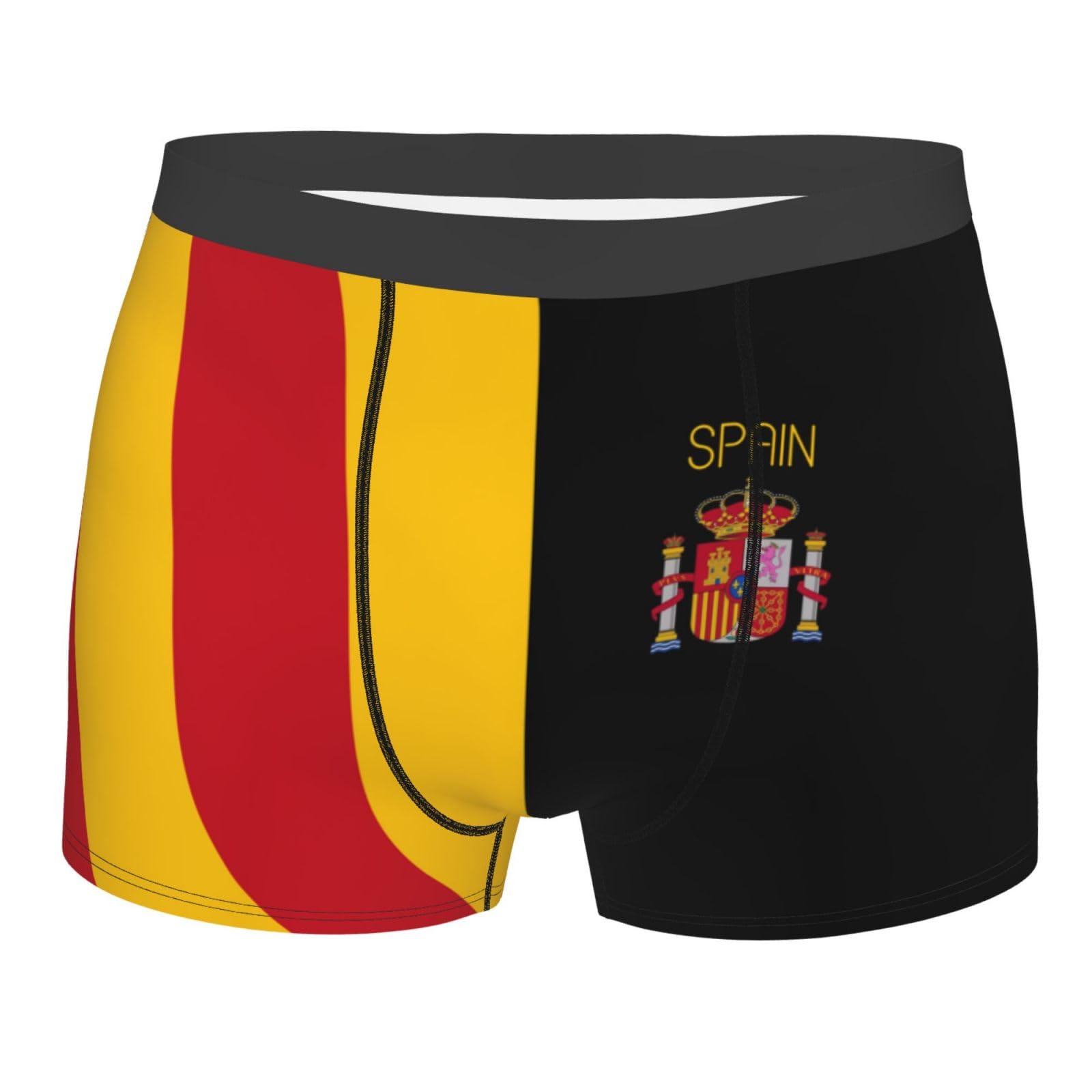 Melbrakin Men's Spanish Flag Underwear Breathable Boxer Briefs Stretch Trunks