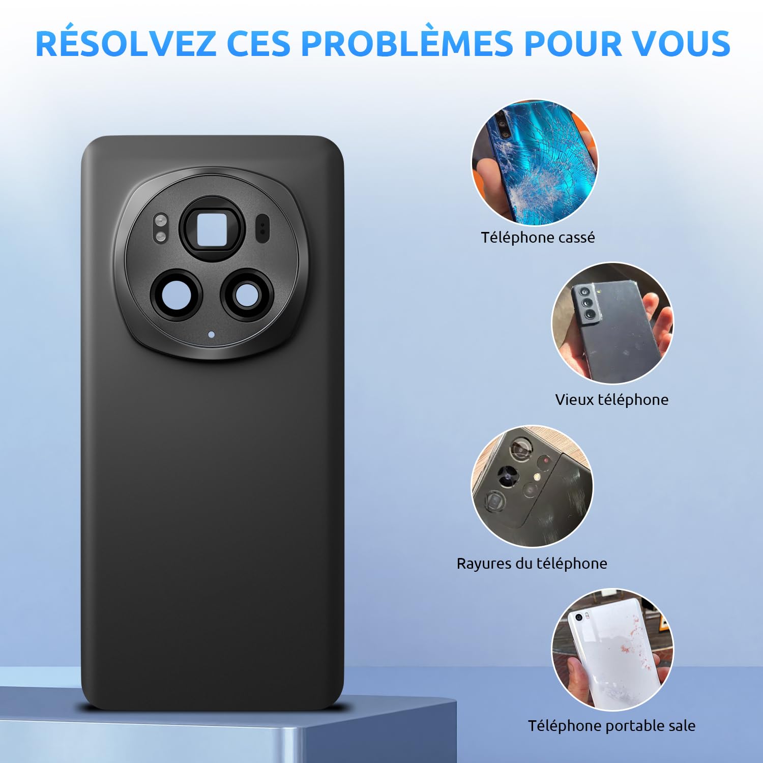 ORIGINAL Cache Batterie Vitre Arrière Noire pour Honor X8 5G