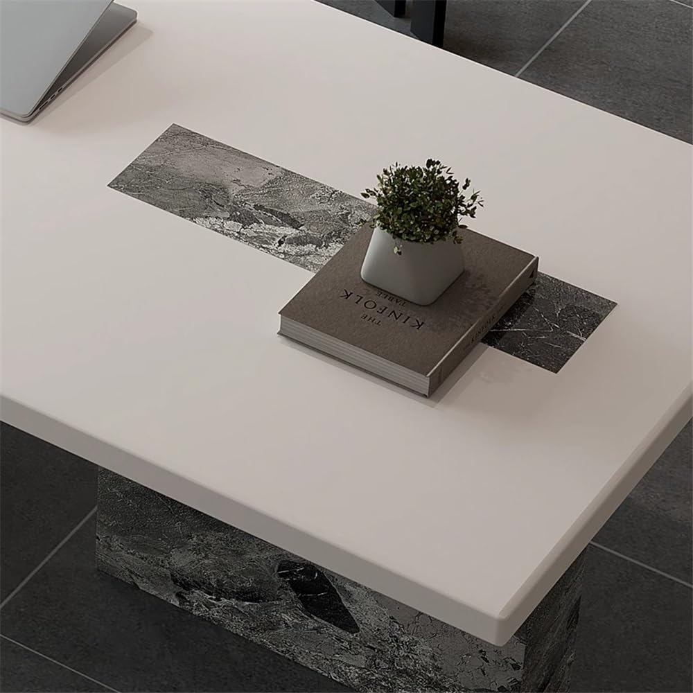 Acrittura Scrivania da ufficio moderna in legno di frassino, spazioso scrittoio bianco(L)
