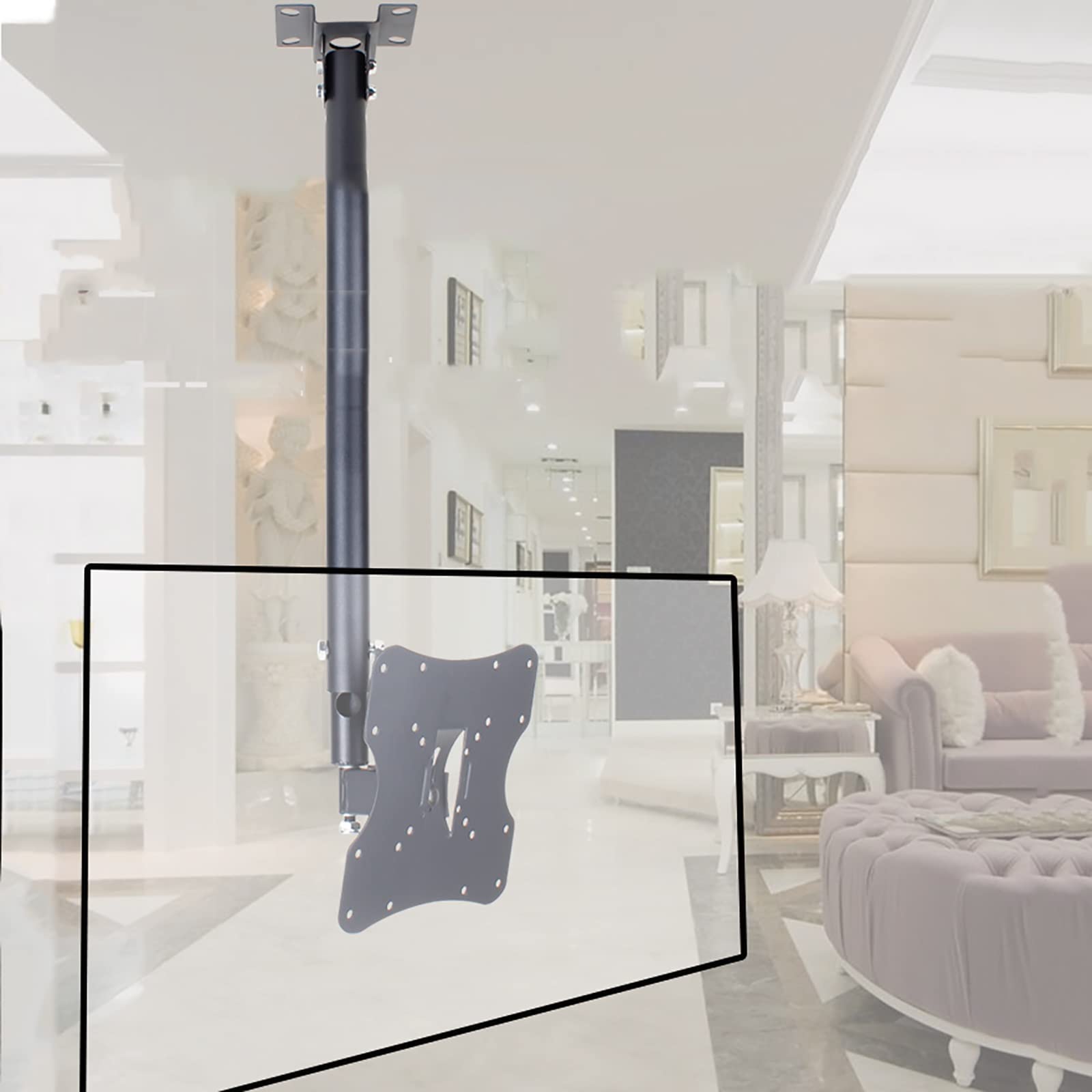 HPTHLY Tv Standceiling Tv Bracket Full Motion Height Adjustable Swivel Tilting Bracket Tv Ceiling Mount Fits Most 12-32 Inch Tvs 45Kg/99Lbs Capacity,3M (2M)