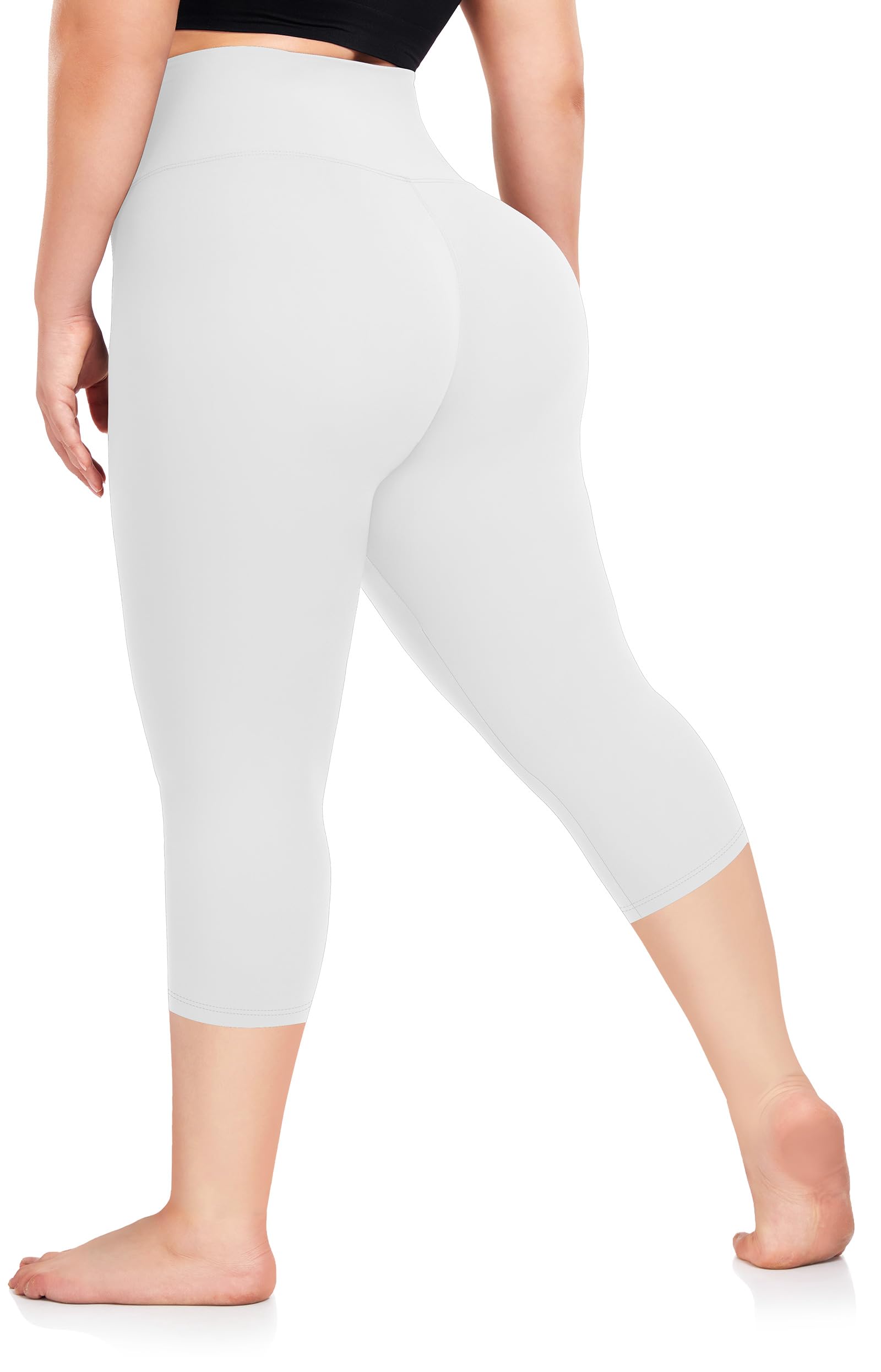 Plus Size Capri Leggings for Women- XL-4XL High Waist Tummy Control Stretchy Workout Yoga Pants Plus Capris