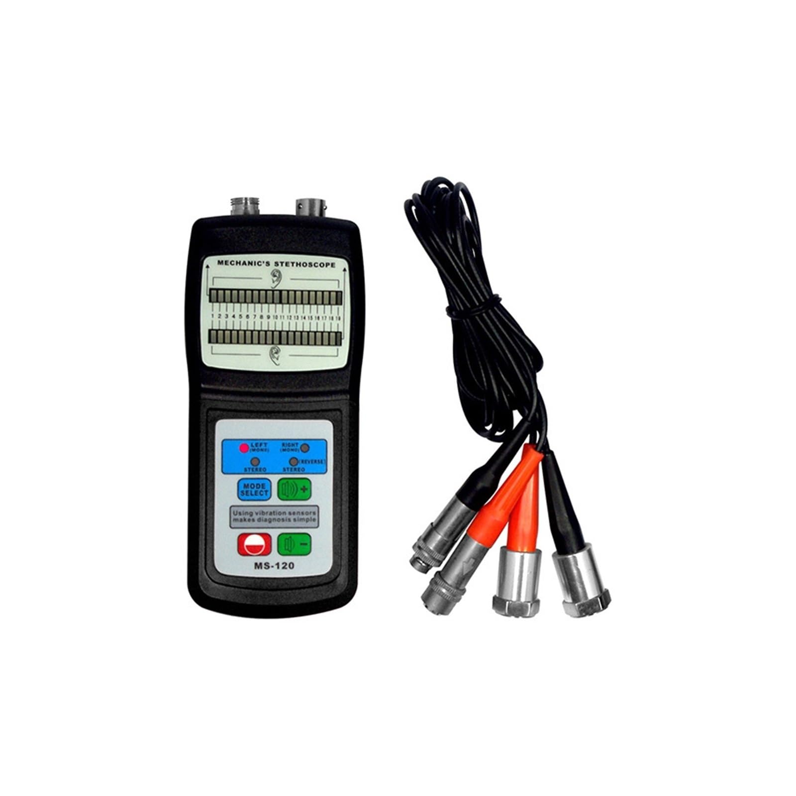 Vibration Meter, MS-120 Mechaniczny stetoskop wibracyjny do wykrywania uszkodzeń silnika Mechaniczny miernik uszkodzeń silnika Zakres częstotliwości 10~10K Hz MS120,for Moving Machinery