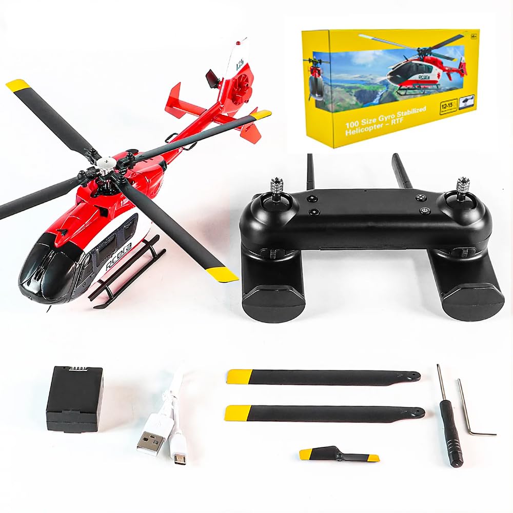 Torcster Hubschrauber H-135 rot/Weiss 6G 260mm RTF 2,4G Ferngesteuert 3D Anfänger Indoor Heli