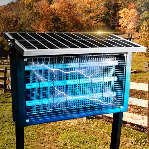 Powerful Super Large Solar Bug Zapper Outdoor for 8000 sq.ft, Rechargeable Solar Mosquito Zapper with High Powered, Outdoor Bug Zapper for Patio Garden Backyard RV Camping with 30W Solar Pan