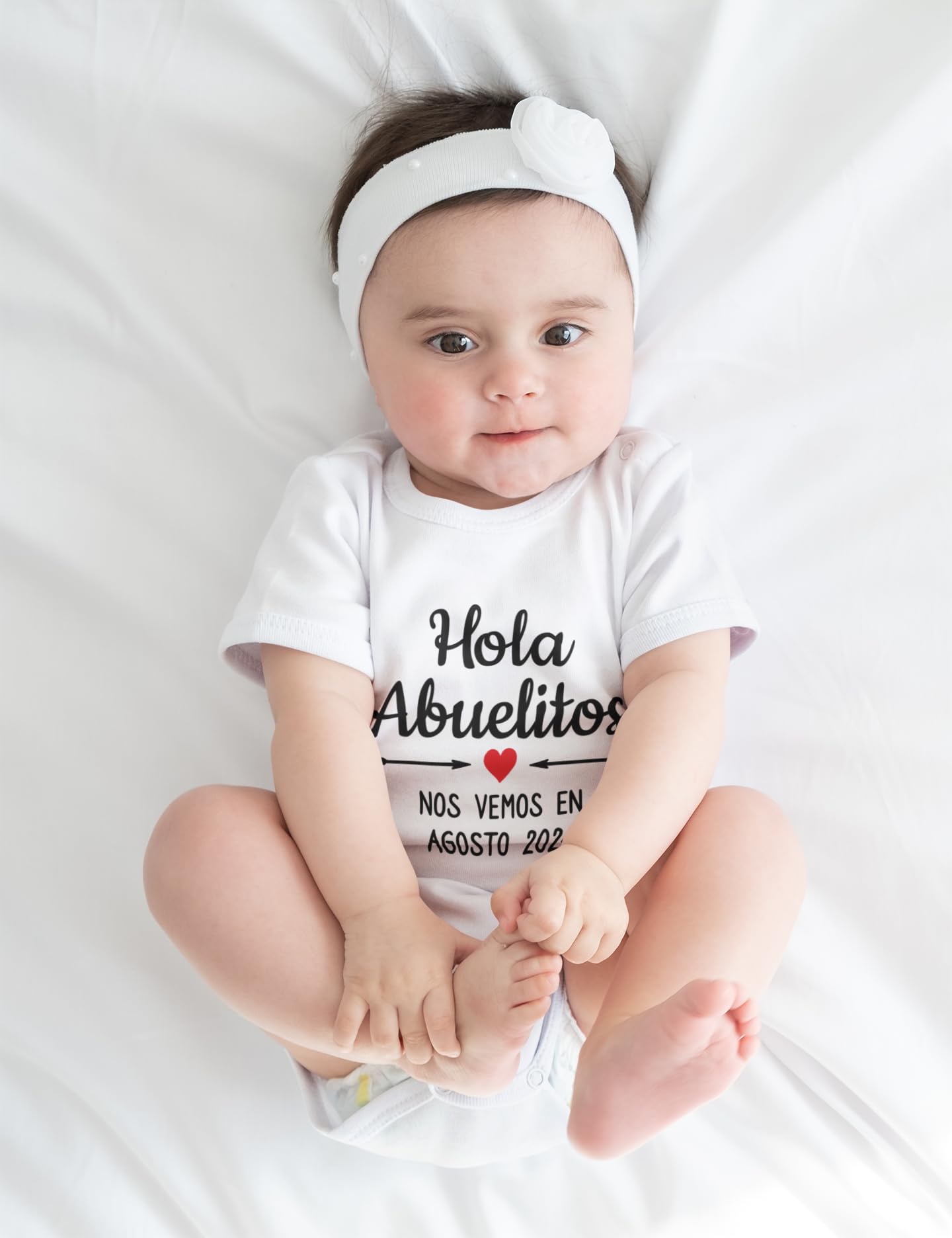 Hola Abuelitos Baby Outfit, Spanish Pregnancy Announcement to Grandma and Grandpa, Valentine's Day Reveal, Due Date Bodysuit, Anuncio De Embarazo, Spanish Baby Announcement, 0-3 M