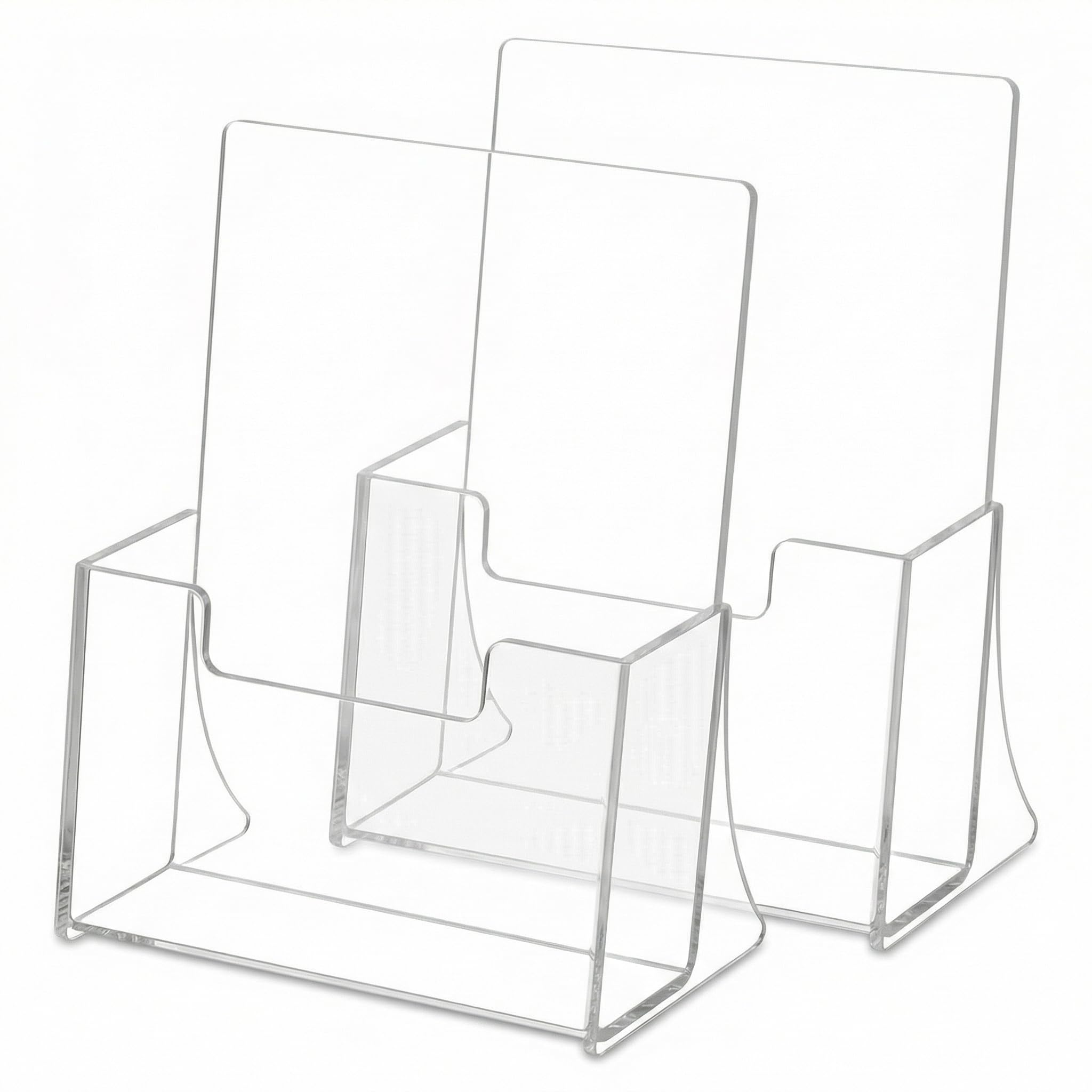 Qwork Transparent Qwork® 2 Pack A5 Acrylic Freestanding Brochure, Flyer Stand, Acrylic Leaflet Stand