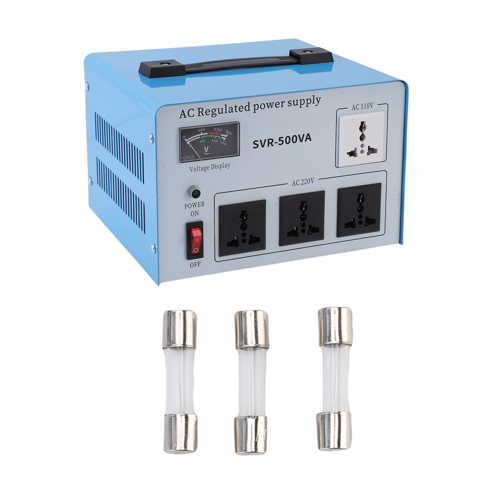 aqxreight Stabilizator Napięcia 500 W Jednofazowy Automatyczny Regulator Napięcia dla Elektroniki Przetwornica SVR-500VA z wtyczką EU Chroni Urządzenia Przed Wahaniami Zasilania (Wtyczka UE 160-250 V)
