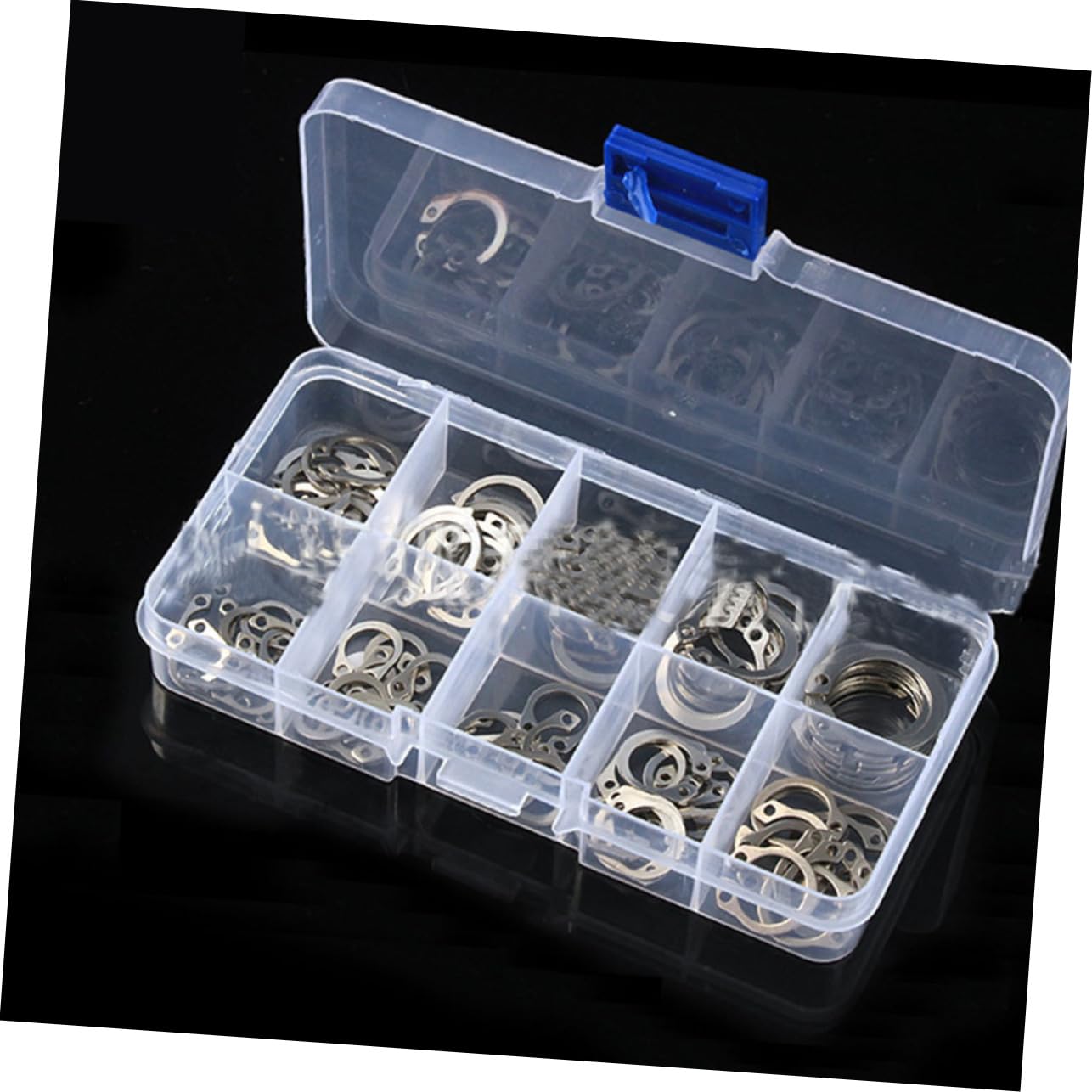 STOBAZA 100pcs Retaining M8-18 C-Shaped Axle Ring Stainless Steel Split Washer Set