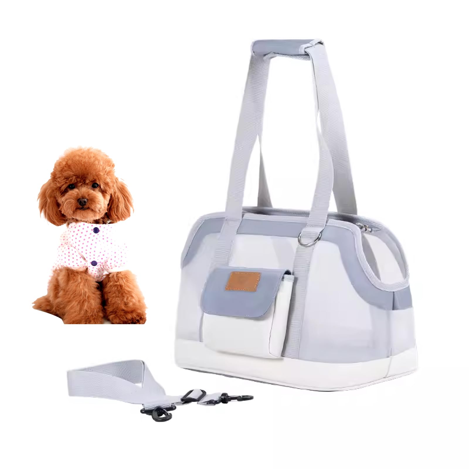 Gris,Transportín Gato Pequeño,Bolsa Transporte Mascotas con Correa De Seguridad Interior,Transpirable,Bolsa Viaje Portátil para Mascotas,Transportín para Perros