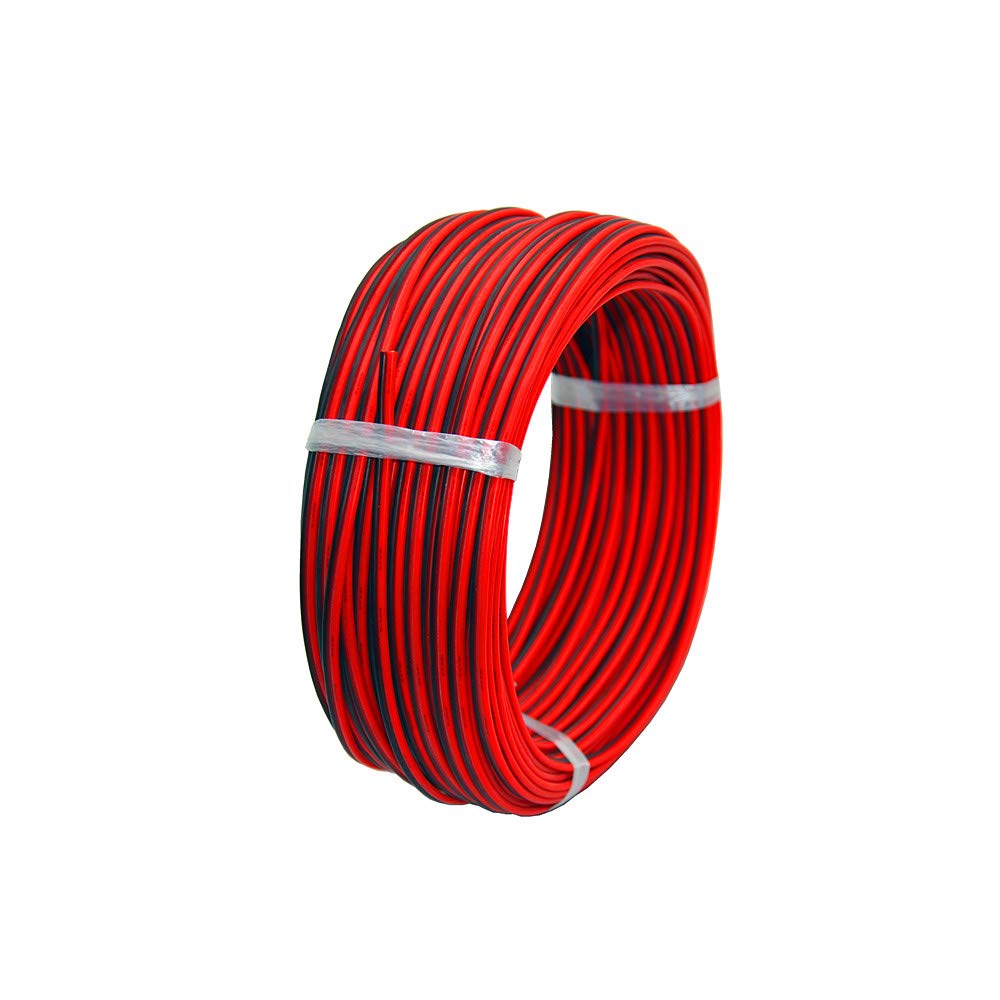 TUOFENG 18awg Electrical Wire, 0.8mm² Silicone Wire 100 Meter [Black 50m Red 50m] Extension Cable Cord 2 Conductor Parallel Wire Line Flexible Hook Up Oxygen Free Strands Tinned Copper Wire — image 1