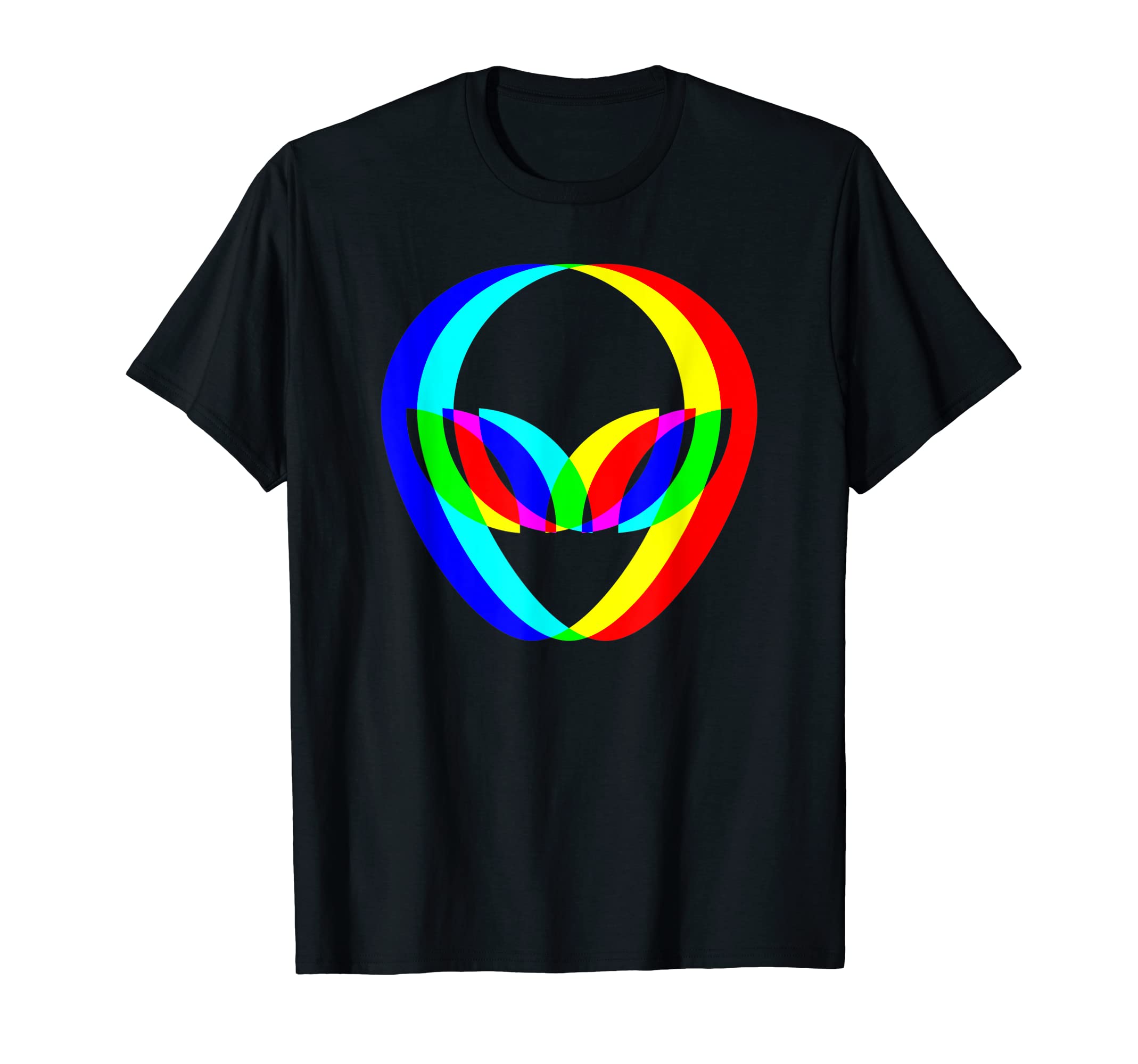 BIGUP DesignsAlien Head Trippy Techno Rave EDM Music Festival Vaporwave T-Shirt
