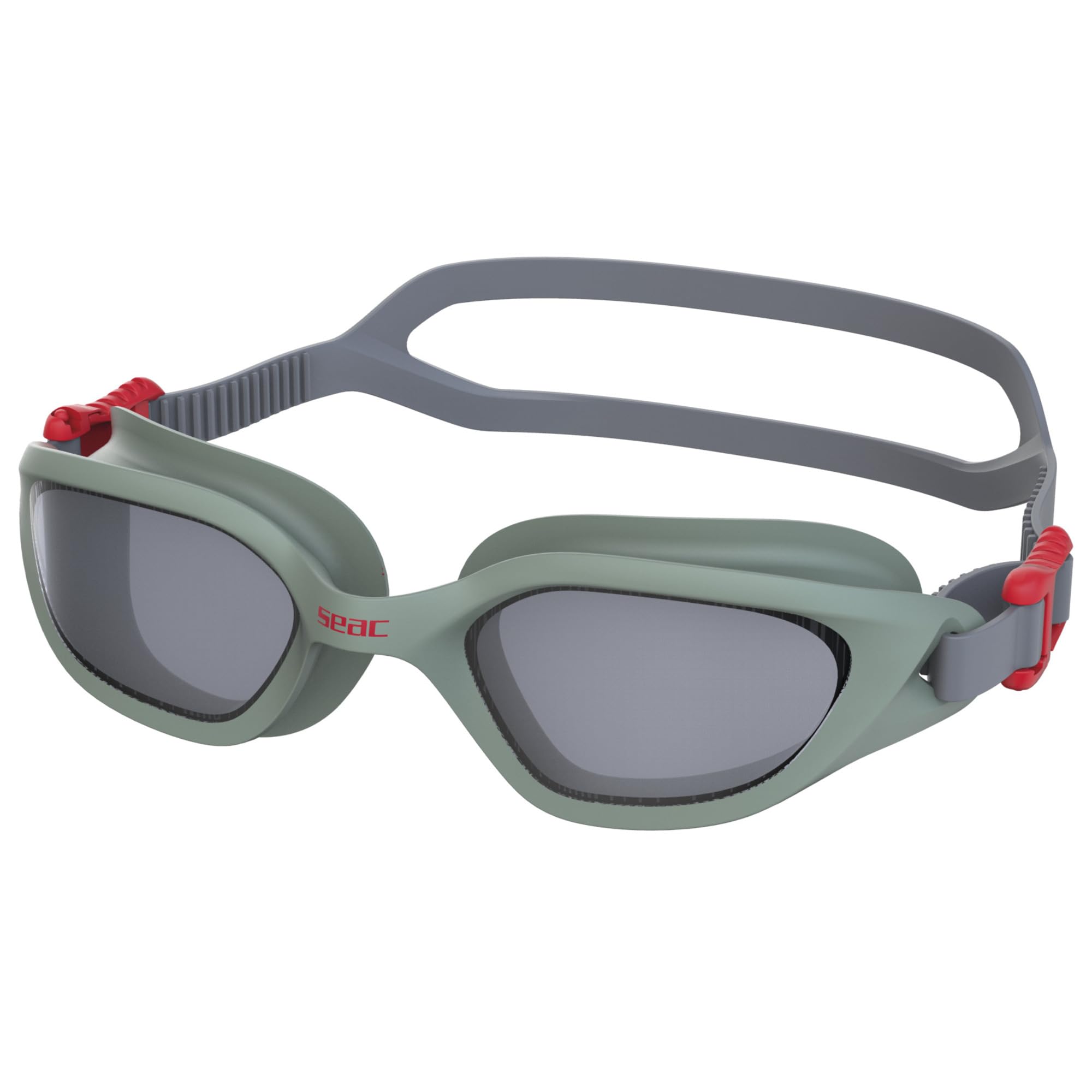 SEAC Mood, swimming goggles with scratch-resistant and anti-fog polycarbonate lenses, silicone gaskets, military green/grey