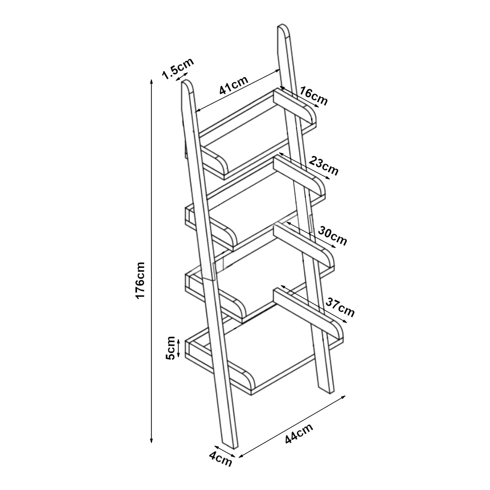 [en.casa] Estantería Escalera de 4 Niveles Estantería En Forma de Escalón 4 Estantes de Diferentes Tamaños Diseño Atemporal Bambú 176 x 44 x 37 cm - Natural