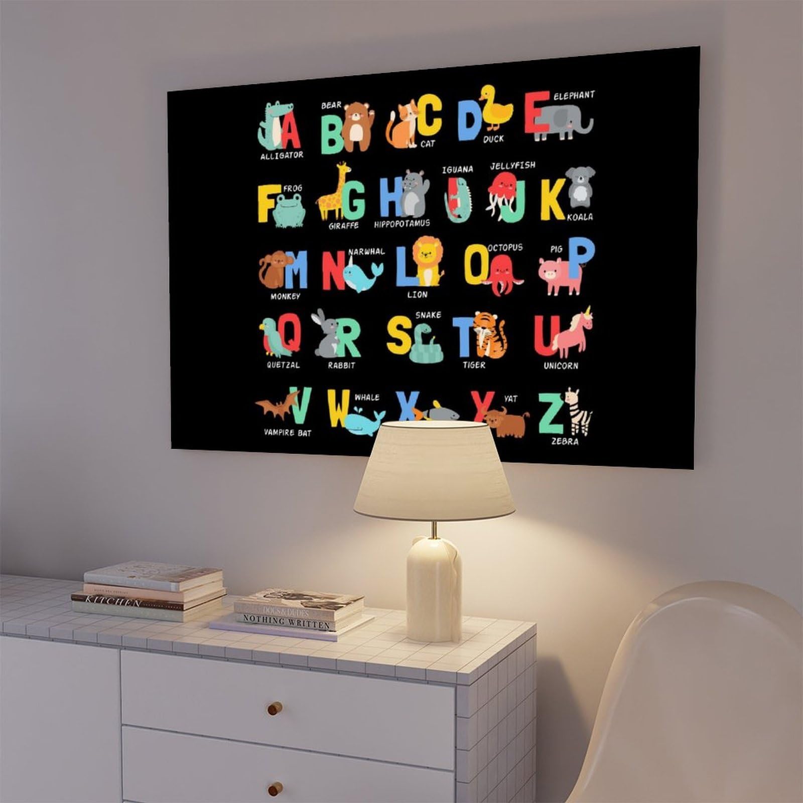 NEOHI Impression sur toile éducative avec lettres de l'alphabet pour chambre d'enfant, salon, chambre d'enfant - 40 x 60 cm