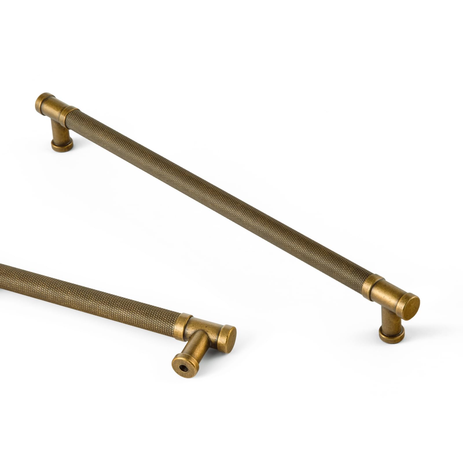 Goo-Ki 6 Pack Knurled Antique Brass Cabinet Handle Drawer Pulls, 10.08in(256mm) c-c Vintage Bronze Bar Pull Kitchen Hardware for Closet Dresser