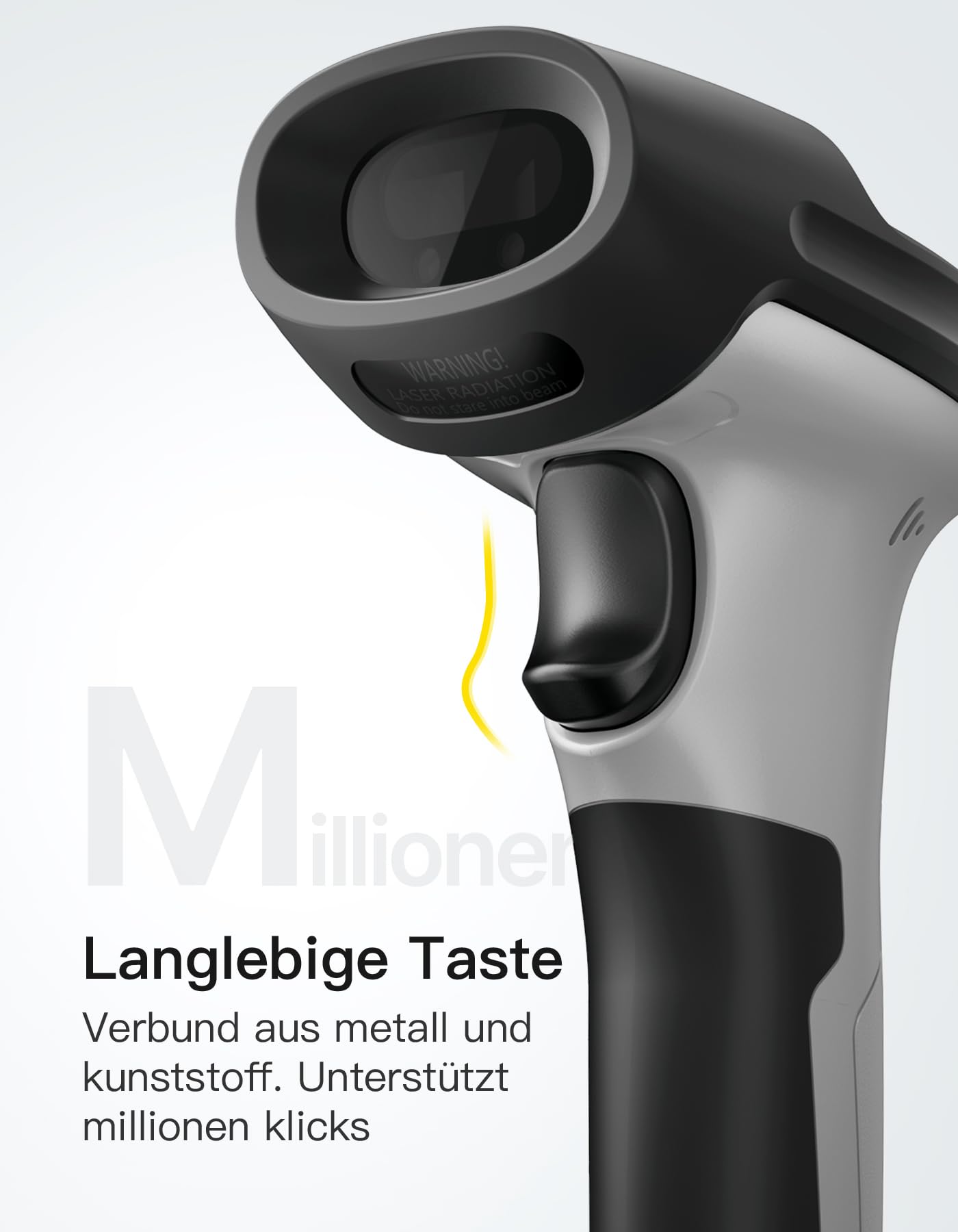 Inateck BCST-72 2D Bluetooth Barcode Scanner Kabelloser QR Code Scanner Wireless Handscanner mit AI APP SDK 180 Tage Standby