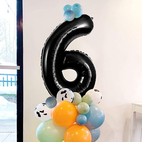 Miniatura 5 de Globos negros del número 6 de 40 pulgadas, globos de aluminio grandes, globo gigante de números para mujeres y hombres, cumpleaños, aniversario,