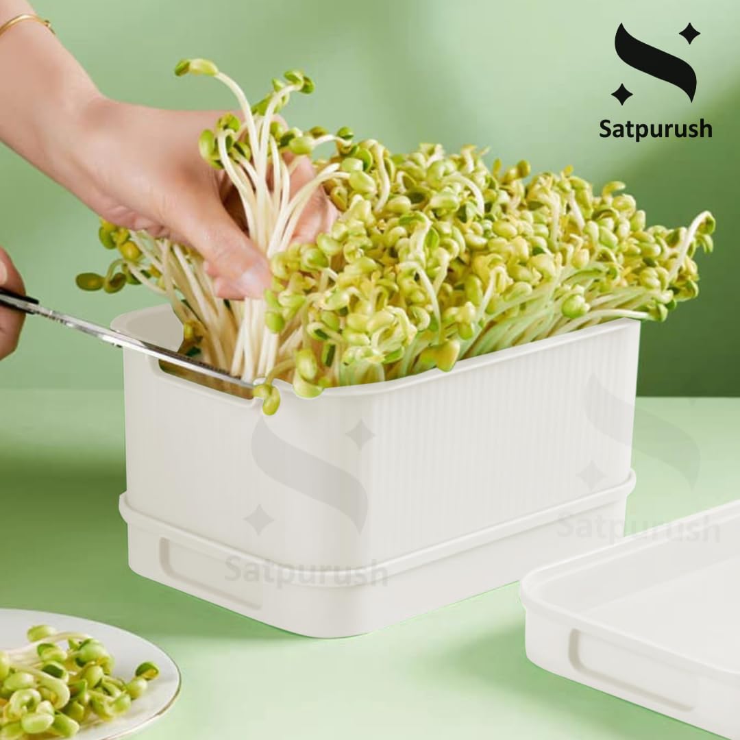 Satpurush Sprout Maker β Three-Layer Sprout Growing Kit (White), Durable Box for Microgreens, Hydroponic and Healthy Seed Cultivation. 2