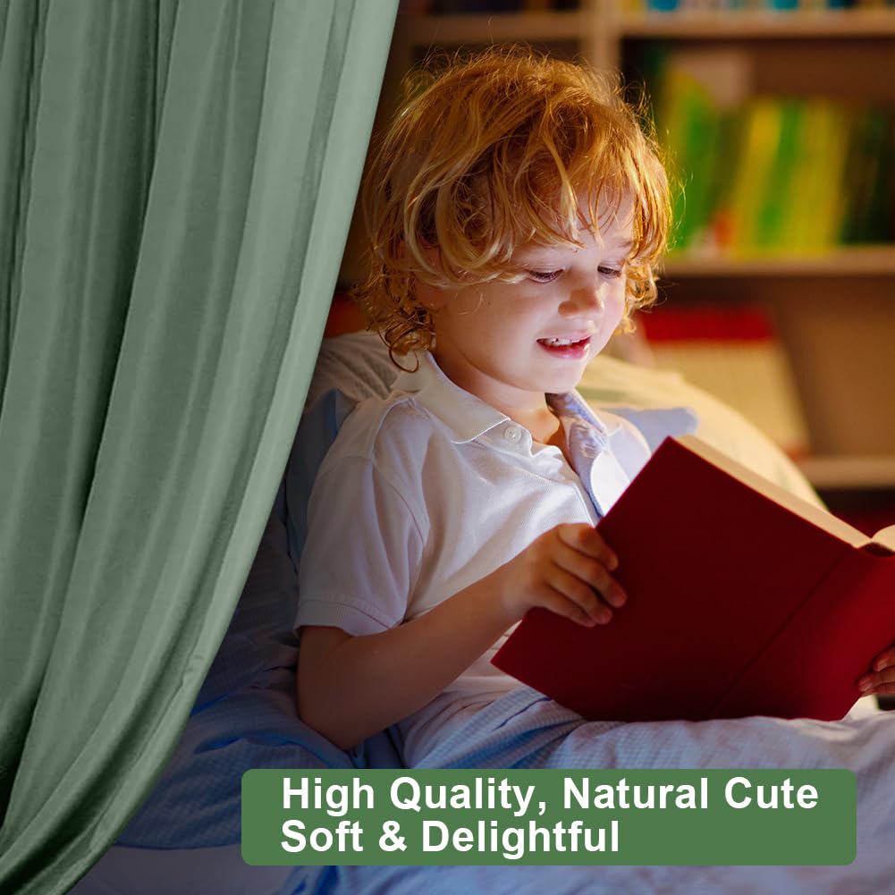 Vicloon Tenda Letto Bambini 100% Cotone, Tenda Letto Montessori per Letto Bambini, Baldacchini in Tessuto, Tenda da Letto per la casa in Mussola, 135 x 360 cm, Verde Chiaro