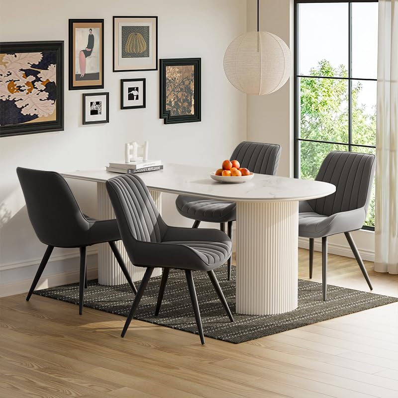 Moderner gepolsterter Esszimmerstuhl - Extra dickes Sitzkissen, Künstlicher Stoff Esszimmerstühle...