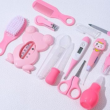 Baby Healthcare and Grooming Kit Baby Nasal Aspirator Nail Clipper Hairbrush Set Newborn Daily Cleaning Care Kit 13 PCS/Set, A, Nursery Care Health and Grooming kit
