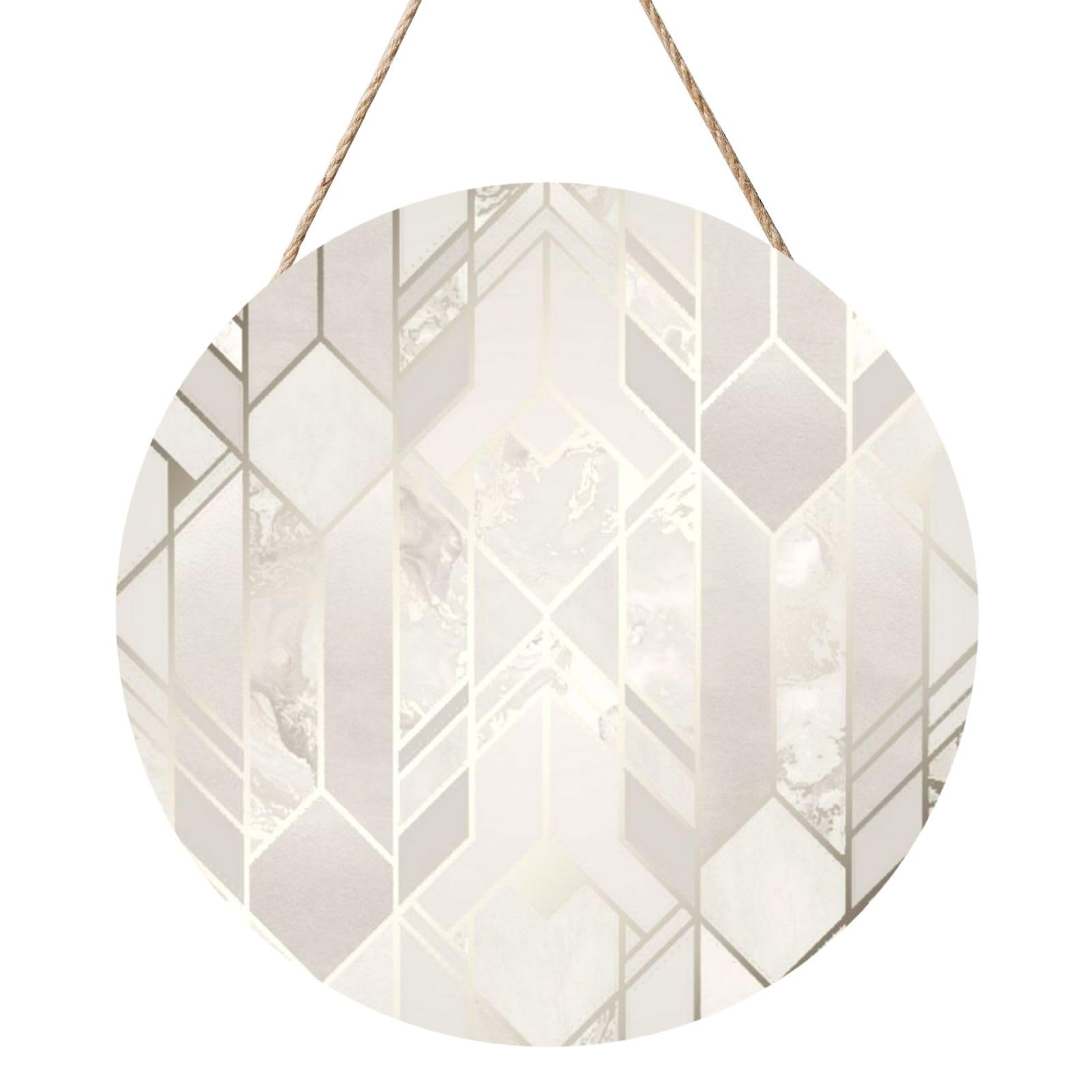 InOmak Rose Gold Marble Background, Round Wood Panel Painting 12 in, Wall Hanging Painting For Home