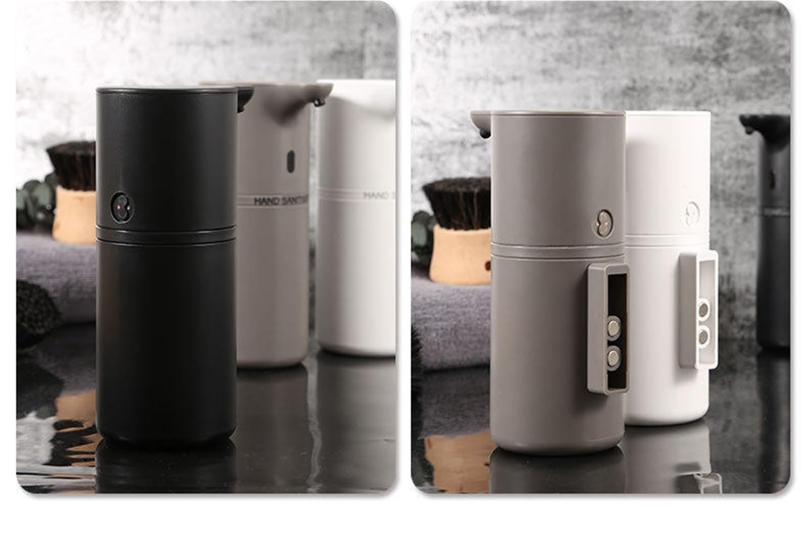 distributore di sapone Dispenser di sapone fascia alta for uso domestico: dispenser for lozioni e shampoo a parete o da appoggio(Nero)