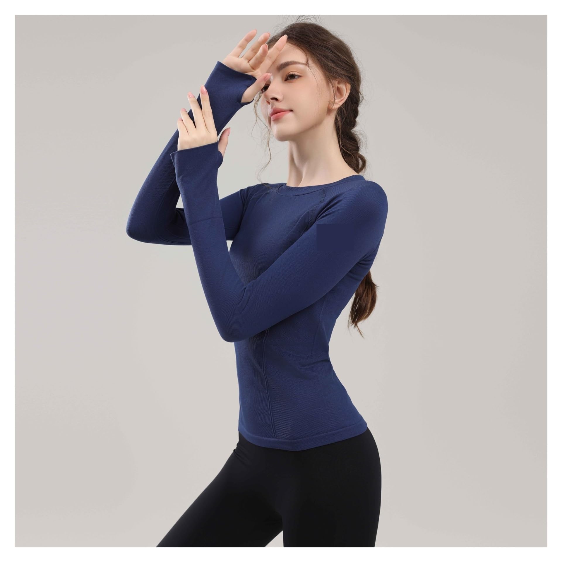 Maglia Palestra Donna Pilates Yoga Abbigliamento Donna Autunno Corsa Allenamento Stretto Slim Sport Manica Lunga Top Fitness Professionale Palestra Traspirante