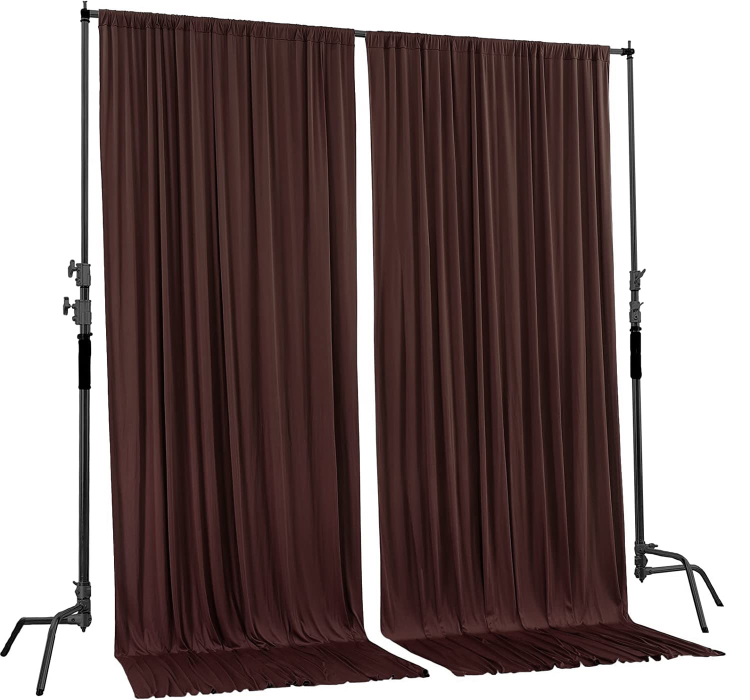 AK TRADING CO. Rideaux de Fond en Polyester avec Passe-Tringle - 3 x 3 m - pour cérémonie de Mariage, fête, décoration de fenêtre - Marron