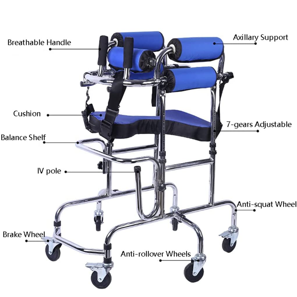 Andador para niños con parálisis cerebral con ruedas de altura ajustable, adecuado para alturas de 31 a 47, ayuda de rehabilitación para caminar de pie y discapacitados.
