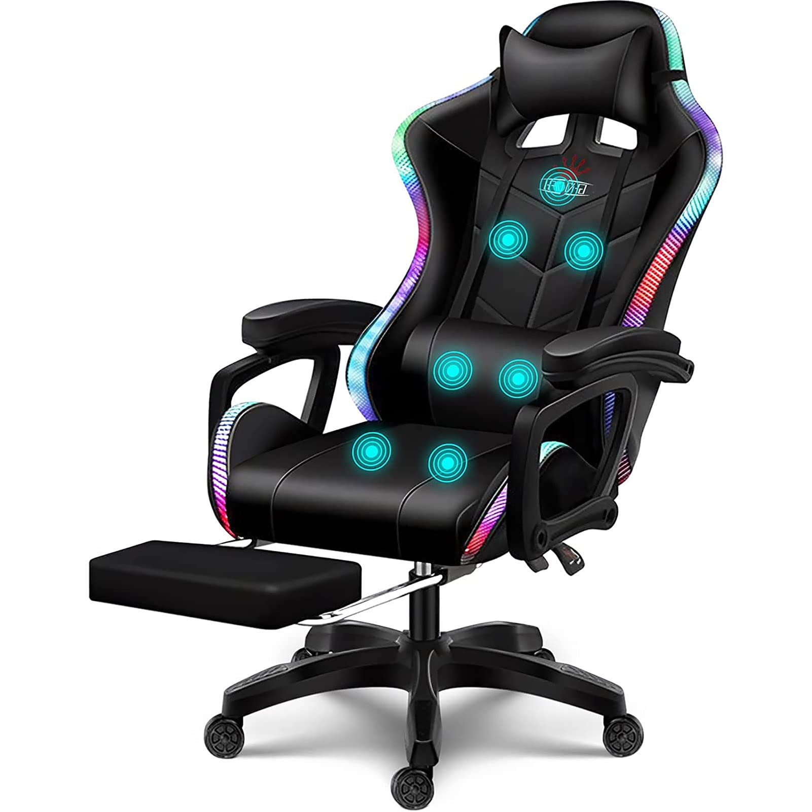 Chaise d'ordinateur pour adolescent avec haut-parleurs noirs