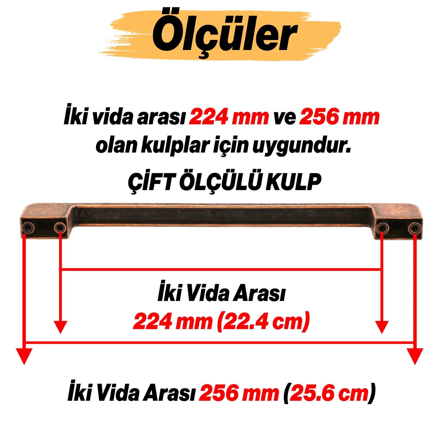 Radus 10 Adet Antik Bakır Metal Kulp 256 mm Mobilya Çekmece Mutfak Dolabı Dolap Kulpları Kulbu Kulpu