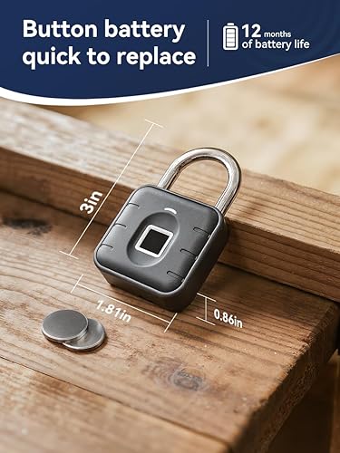 Miniatura 8 de NexusLab Candado de huellas dactilares con control de aplicación TUYA, IP67 impermeable, 10 huellas dactilares, grillete de acero inoxidable para