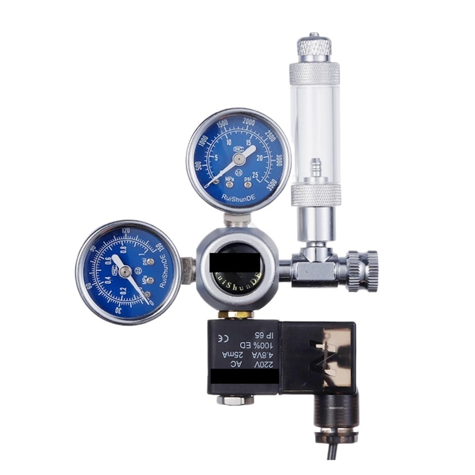 Aquarium CO2 Regulator Solenoid Valve Kit Bubble Counter Fish Tank DIY CO2 Control System Reactor Generator Pressure Reducing(Small Single Meter,W21.8)