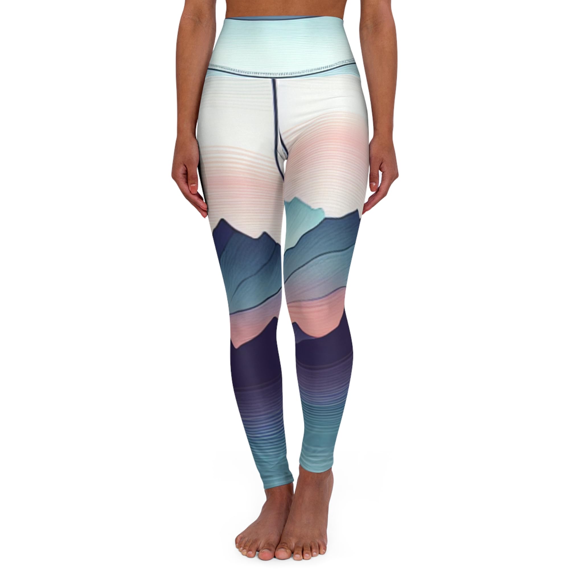 Aqua Horizon Vibrant High Waisted Yoga Leggings Colorful Activewear for Yoga Fitness Exercise Athleisure Meditation