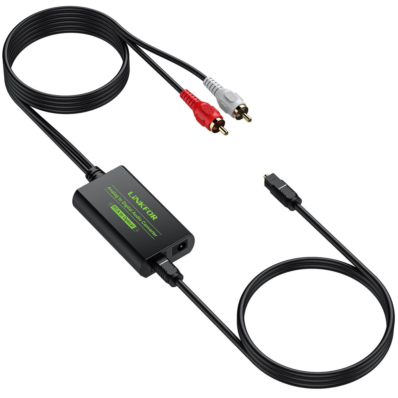 LiNKFOR Convertitore Audio RCA-SPDIF con Cavo da 1m, Adattatore Ottico Analogico-Digitale per HDTV