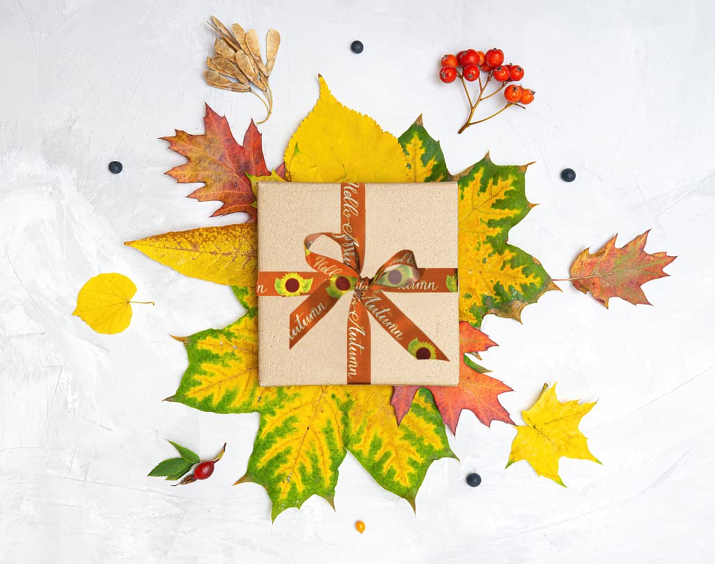 6 Herbst-Thanksgiving-Bänder Set – Kürbis, Blätter, Glitzer, 20 Meter Gesamt, 1 Cm Breit, Aus Polyester