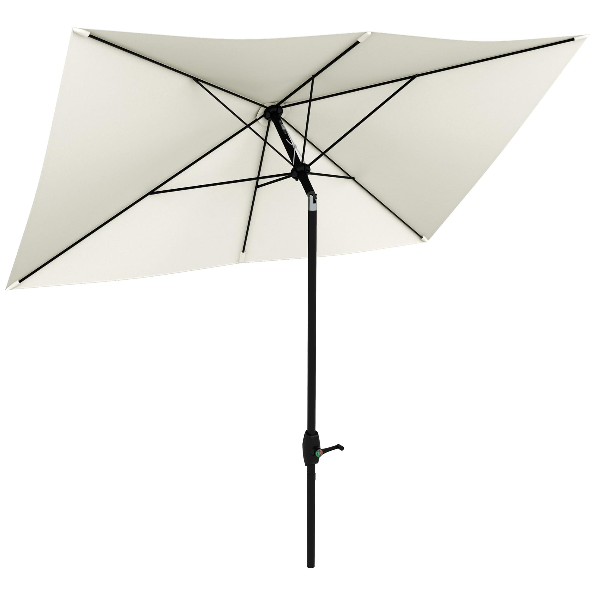 Outsunny Ombrellone Rettangolare 2x3m Alluminio UV 50+ con Apertura a Manovella e Inclinazione Regolabile