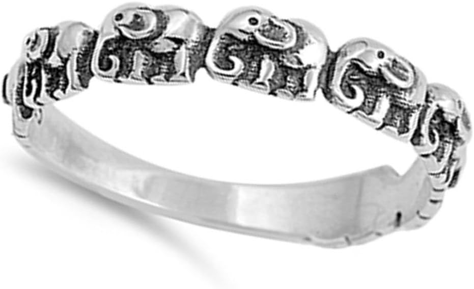 Elephant Small Ring New .925 Sterling Silver Stackable Band Sizes 3-12