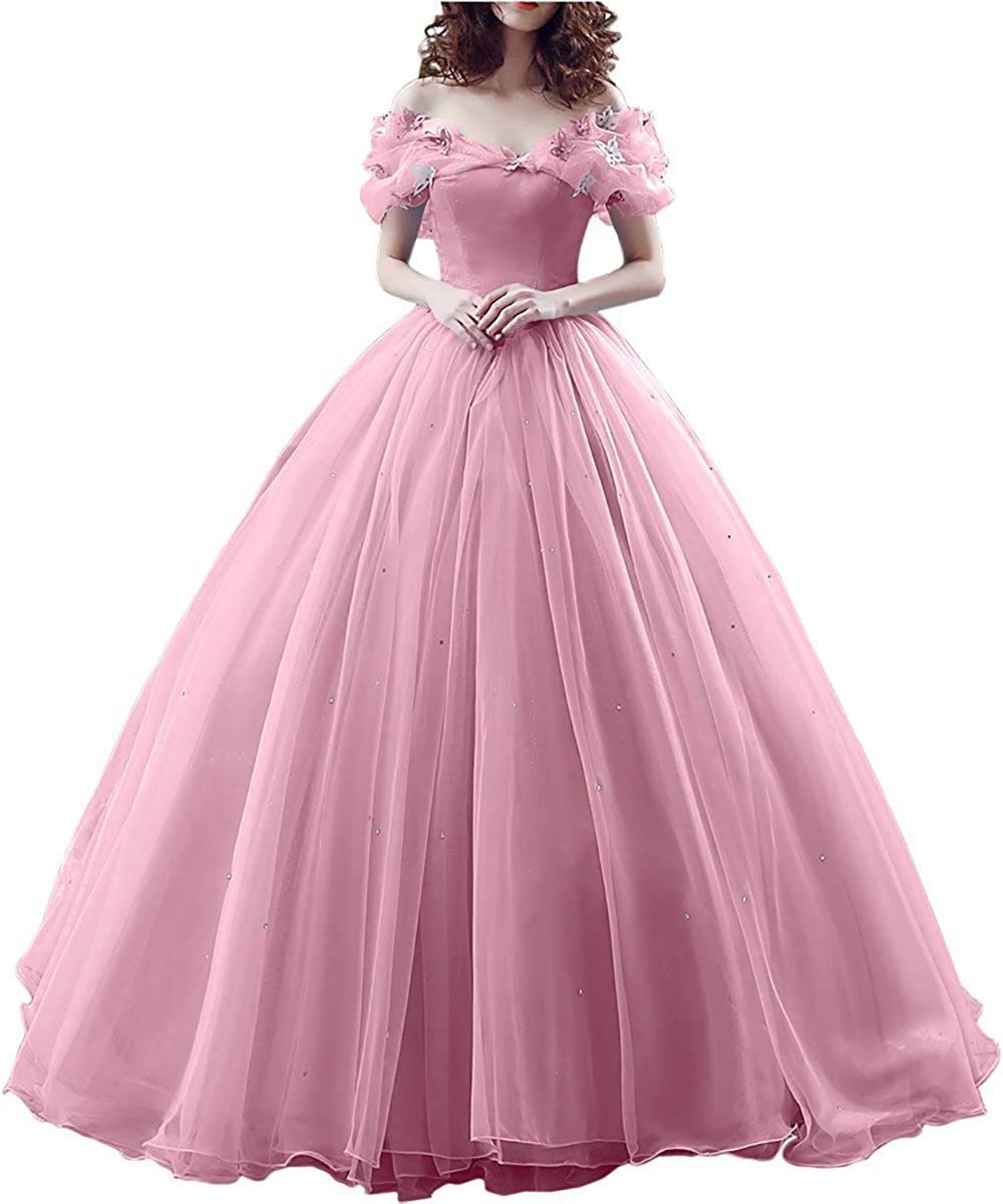 yinyyinhs Tulle Ball Gown Cinderella's Off Shoulder Quinceanera Dress Wedding Dresses Evening Formal Gown