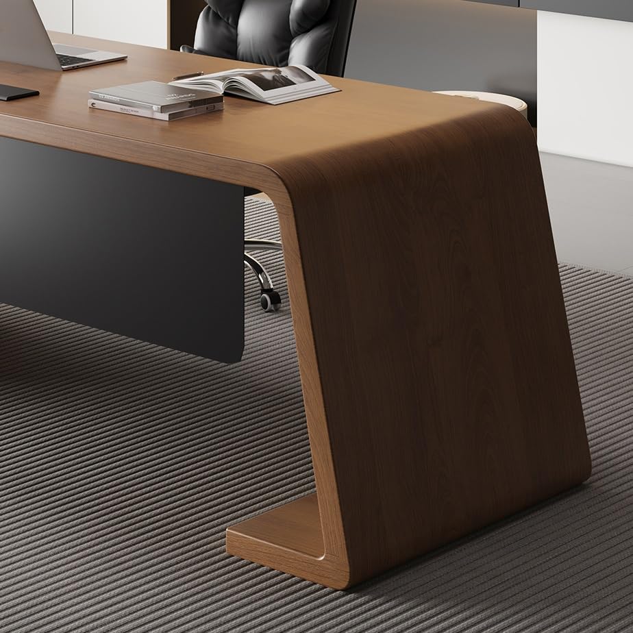 Scrivania Tavolo da riunione in legno di grandi dimensioni for presidente, scrivania grande for dirigente d'ufficio, mobile lavoro for capo con mobiletto laterale Ufficio Tavolo(160x80x75cm)
