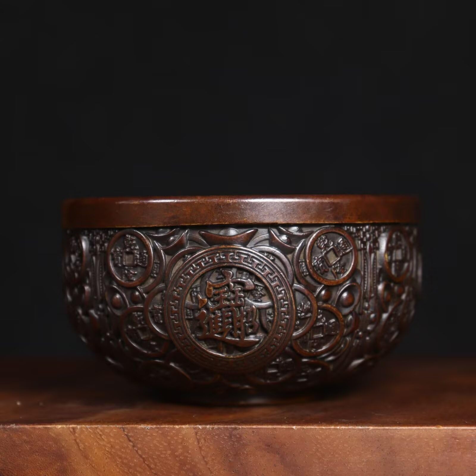 Dytartzx Pure Copper corporeal Statue Chinese Feng Shui Fortune Basin Bowl, Home Decoration Feng Shui Fortune