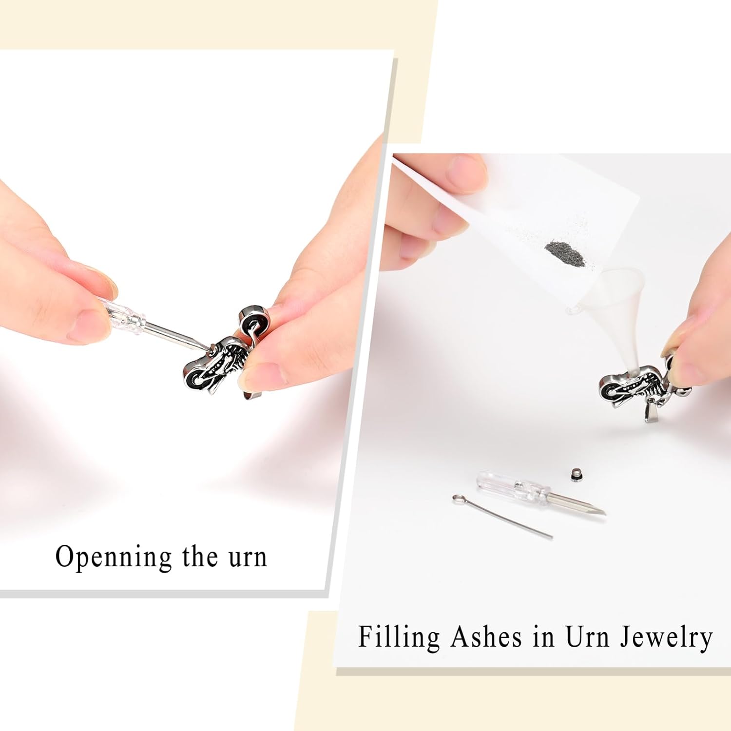 Skull Motorcycle Cremation Urn Necklace For Men Stainless Steel Memorial Jewelry Ashes Holder Keepsake Pendant - Image 4