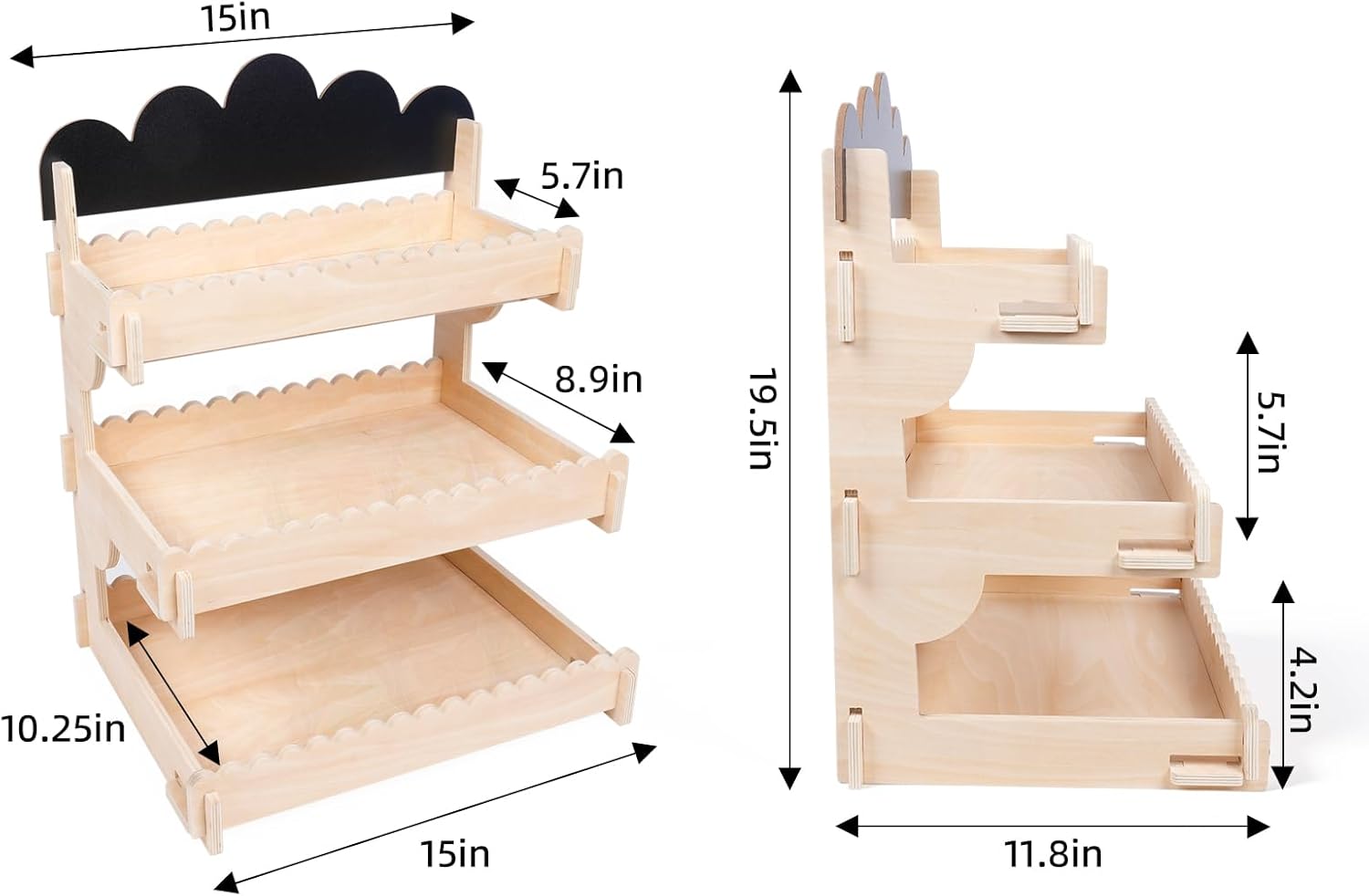 HOOMESUN [Upgraded Display Space] Cookie Display Stand - More Room & Chalkboard Sign | Wooden Tiered Stand for Bakers, Vendors at Markets & Fairs | Holds More Cookies, Cupcakes, Muffins, Pastries