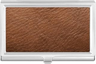 Brown Leather Abstract Design Business Card Holder Case Pocket Box Wallet