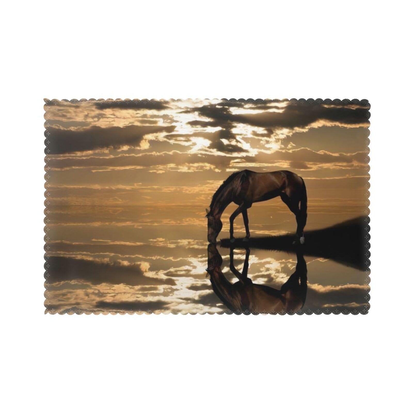 Horse Nature Printed table mat set (6 pieces) - Aesthetic upgrade for family gatherings and hotel banquets