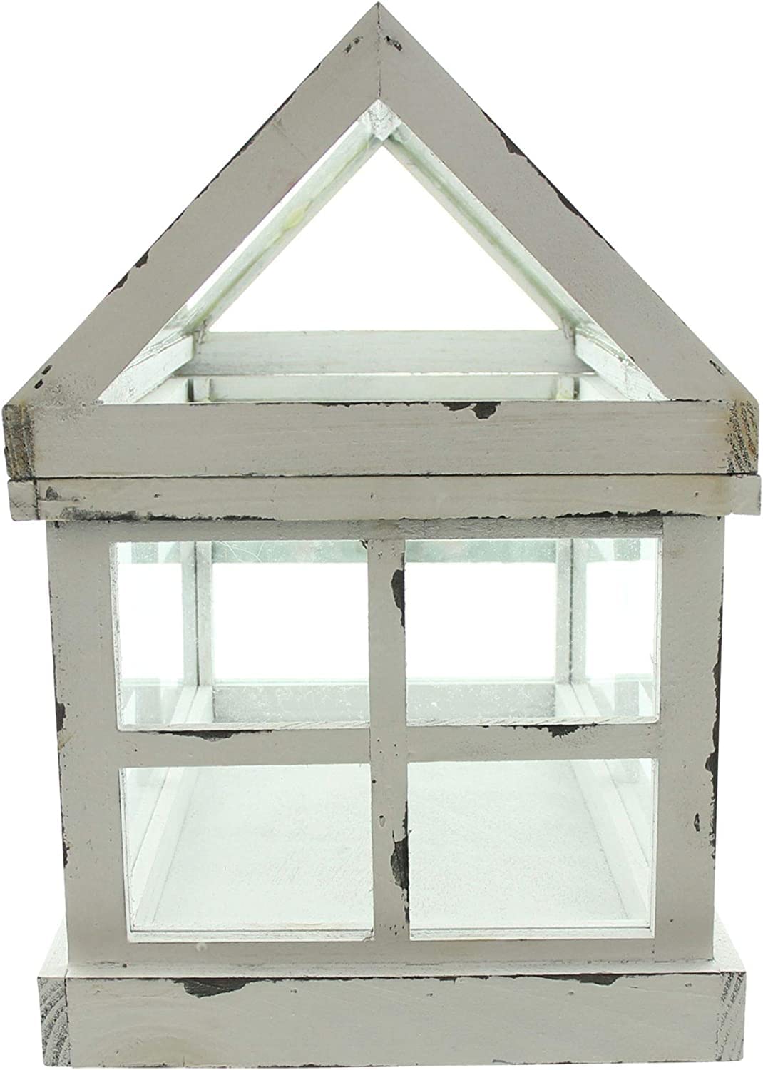 Mini-Gewächshaus “Shabby”, 37x21x31 cm, kleines Terrarium, Treibhaus, Zimmergewächshaus Weiß