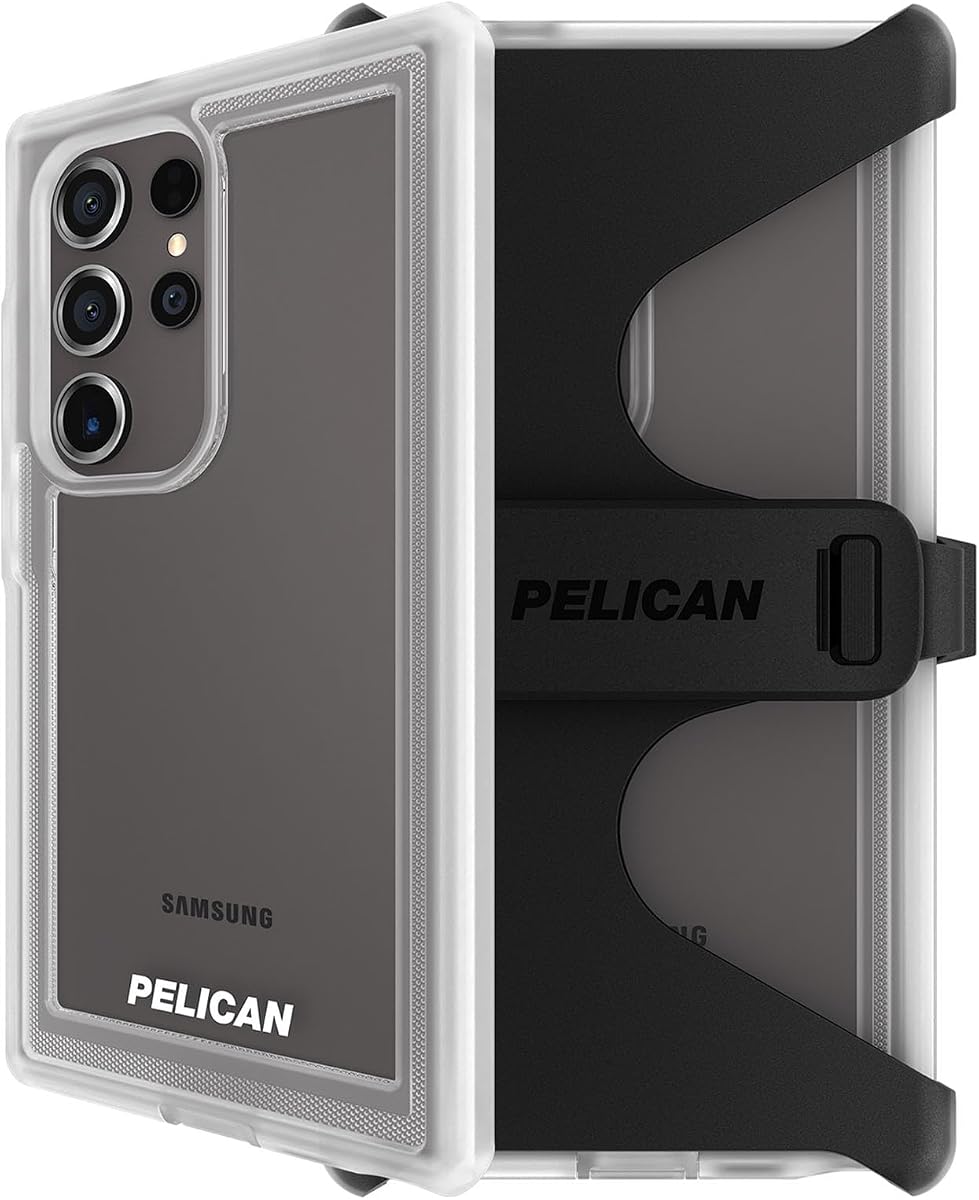 Funda Voyager para Samsung Galaxy S24 Ultra - Funda resistente para teléfono - Transparente | Funda para teléfono compatible con carga inalámbrica con protección contra caídas de grado MIL de 18 pies - Funda para Samsung Galaxy S24 Ultra con funda con clip para cinturón